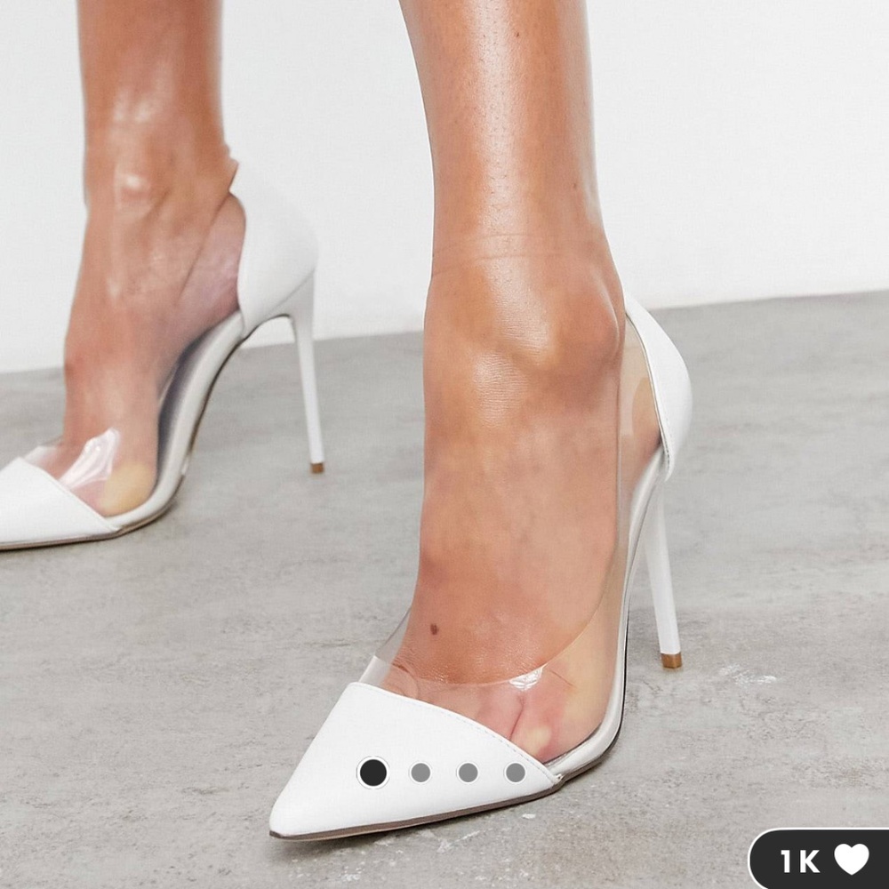 asos leather and clear and white heels